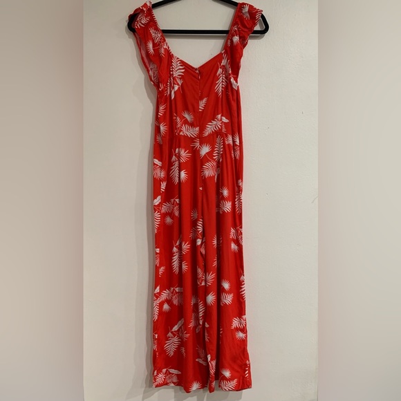 St John's Bay Jumpsuit Leaves Print Women's Size S, Red and White Wide Leg Crop - Picture 7 of 16